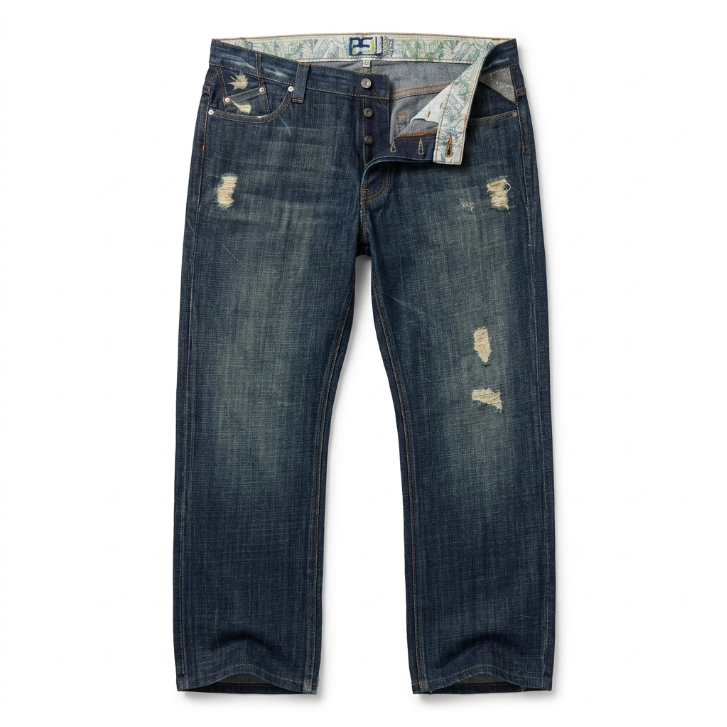 Five Four Enjeeneering Distressed Medium Wash Straight Jeans