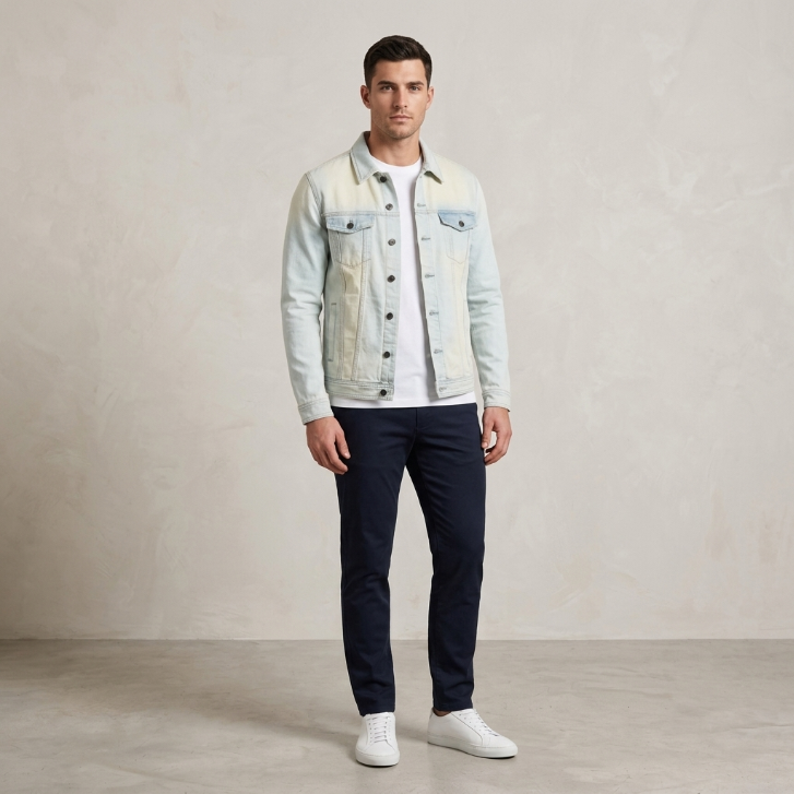 Five Four x 12AMRUN Light Wash Denim Trucker Jacket