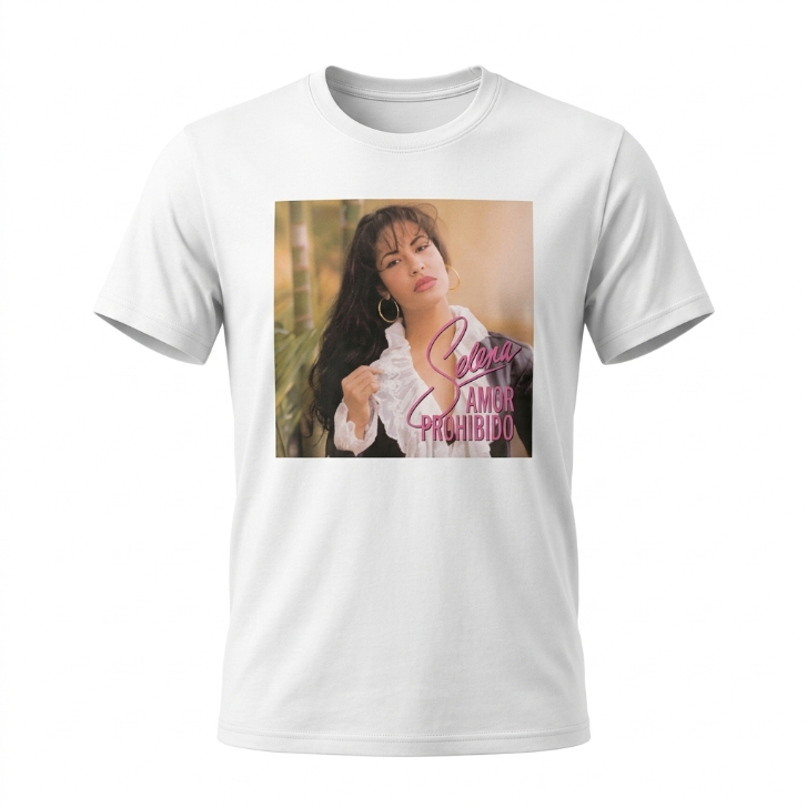 Title El Merch Selena Quintanilla "Amor Prohibido" Graphic T-Shirt White