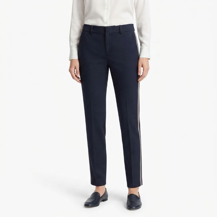 Vince Navy Blue Side Stripe Trousers Size 4