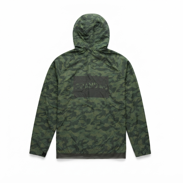 Grand AC Camo Print Half-Zip Hooded Windbreaker Jacket