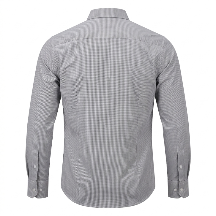 Five Four Micro Grid Check Long Sleeve Shirt - Black / White / Size Large