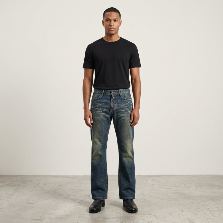 Five Four LA LAB Bobby Baby Medium Wash Distressed Straight Jeans