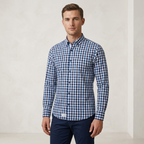 Five Four Navy & White Gingham Check Long Sleeve Shirt - Navy / White / Size Large