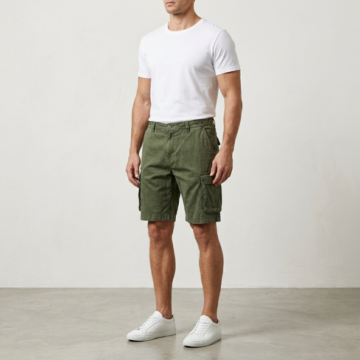 Five Four Olive Zip Pocket Cargo Shorts