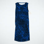 Helmut Lang Blue & Black Printed Draped Mini Dress Size P