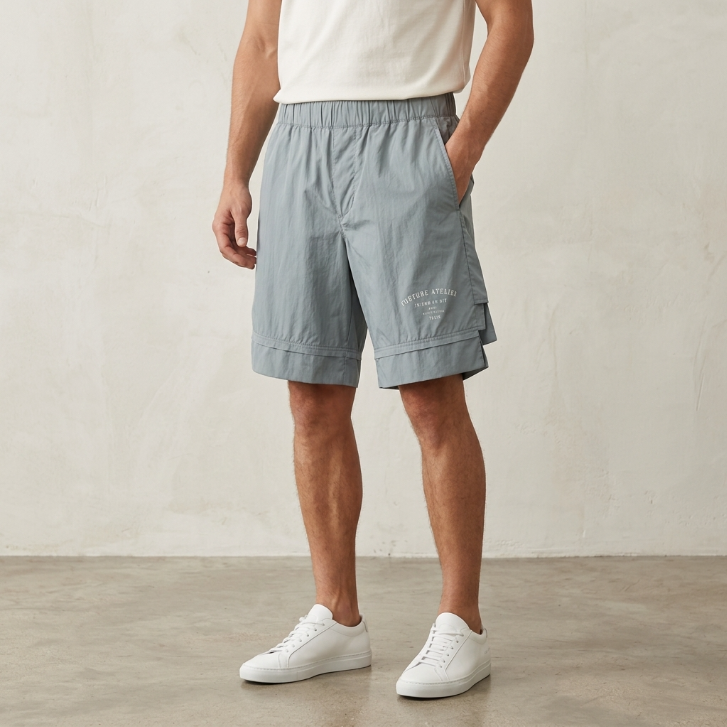 IH NOM UH NIT Light Blue Layered Nylon Shorts Size S