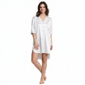 Mad Dog Satin Night Shirts for Women - Silk Like Nightshirt Pajama - Sexy Sleep Shirts, Button Down Sleepwear Nightgowns-White