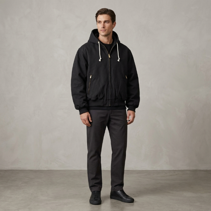 Tri-Mountain Black Hooded Jacket