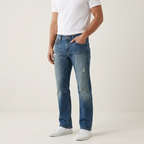 Five Four Faded Medium Wash Distressed Straight Leg Jeans