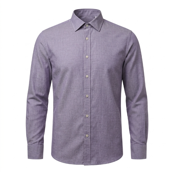Five Four Lavender End-On-End Oxford Long Sleeve Shirt - Light Purple / Size Large