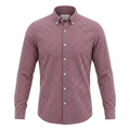 Five Four Micro Gingham Check Long Sleeve Shirt - Red / Navy / White / Size Large