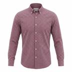 Five Four Micro Gingham Check Long Sleeve Shirt - Red / Navy / White / Size Large
