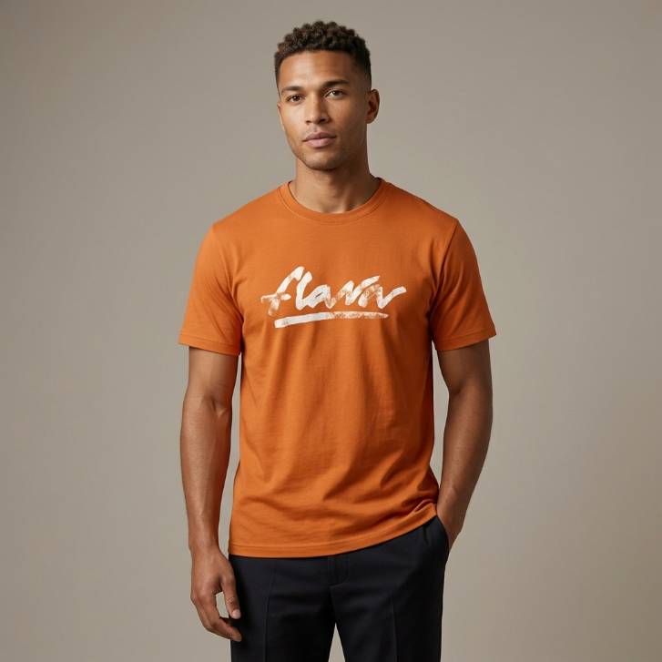 Five Four "Flavor" Script Graphic T-Shirt Orange