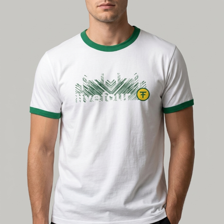 Five Four Green Trim Ringer Graphic T-Shirt White