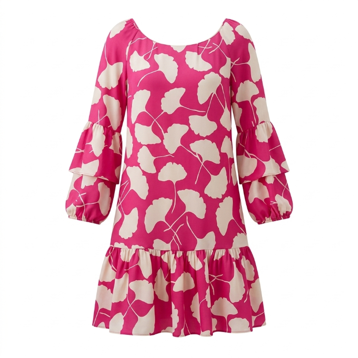 Diane von Furstenberg Pink Ginko Leaf Silk Dress Size 4