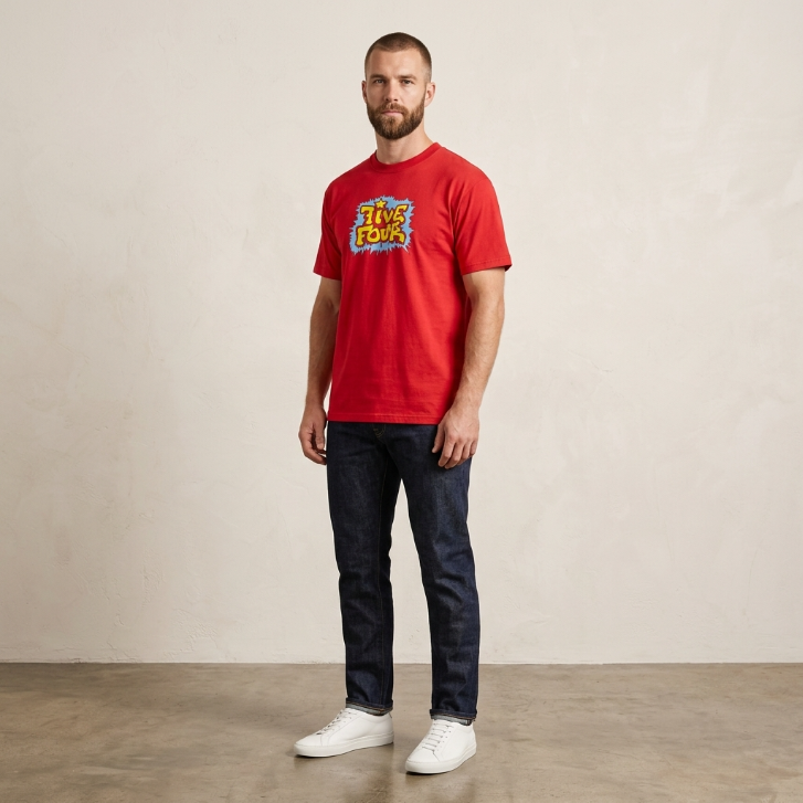 Five Four Comic Bubble Logo Graphic T-Shirt Red