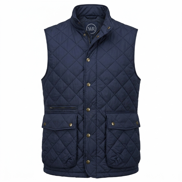 H&M Diamond Quilted Utility Vest Dark Navy
