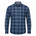 Five Four Blue Brown & White Plaid Long Sleeve Shirt - Blue / Brown / Size Large