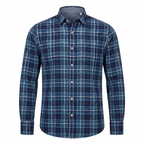Five Four Blue Brown & White Plaid Long Sleeve Shirt - Blue / Brown / Size Large