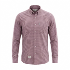 Five Four Tartan Plaid Long Sleeve Flannel Style Shirt - Burgundy / Navy / Cream / Size Large
