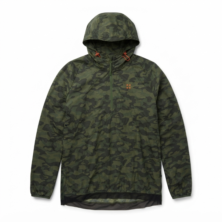 Grand AC Camo Print Half-Zip Hooded Windbreaker Jacket