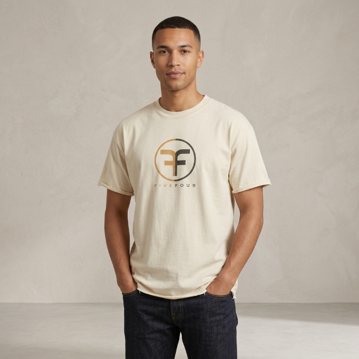 Five Four Split Circle Logo Graphic T-Shirt Cream
