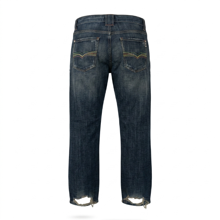 Five Four Enjeeneering Distressed Medium Wash Straight Jeans