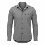Five Four Black & White Micro Gingham Check Long Sleeve Shirt - Black / White / Size Medium