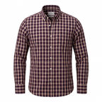 Five Four Plaid Check Long Sleeve Button Down Shirt - Burgundy / Navy / Large