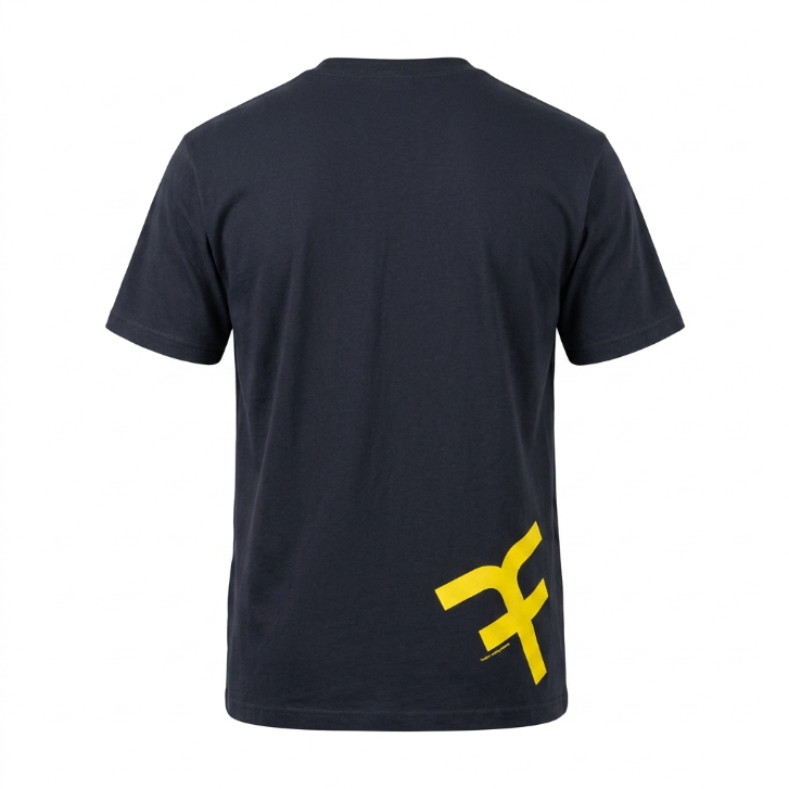 Five Four Yellow Logo Box Graphic T-Shirt Navy Blue