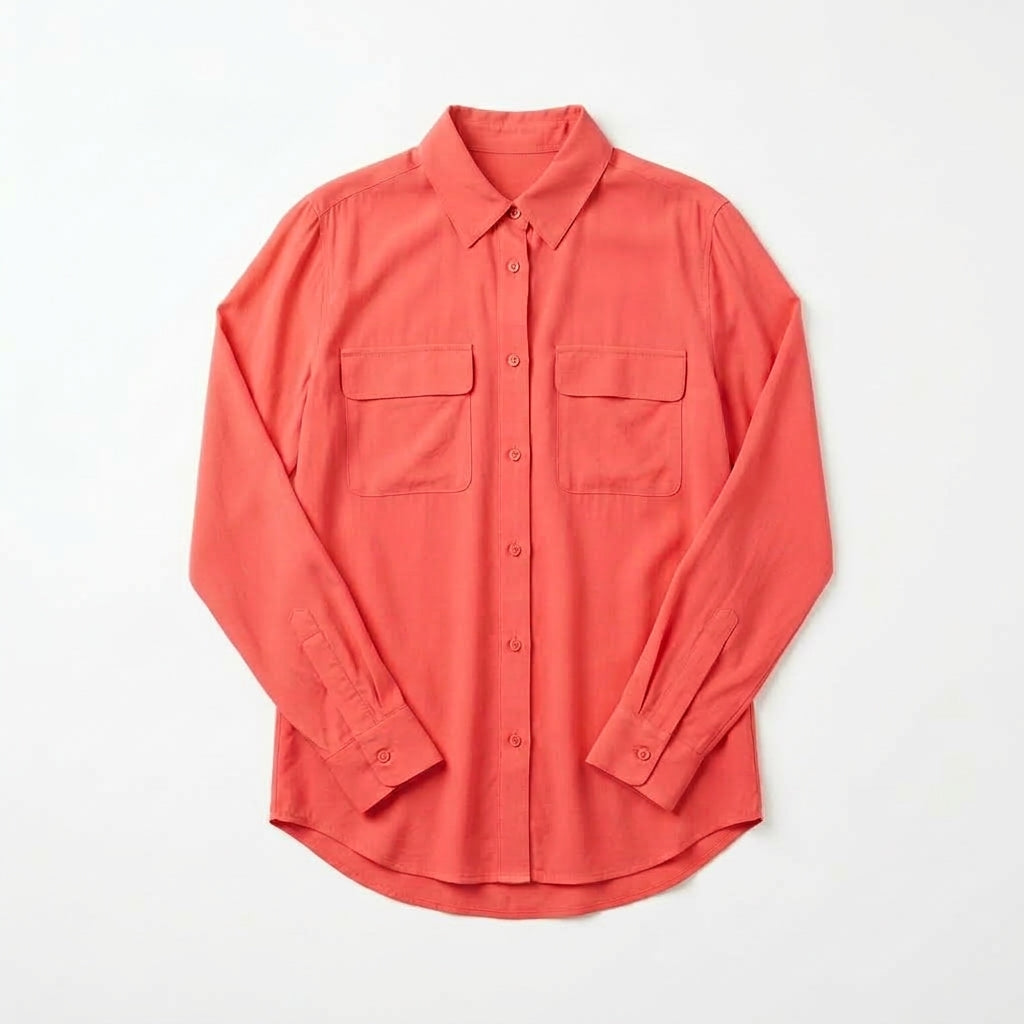 Equipment Femme Coral Pink Silk Long Sleeve Button Down Shirt Size XS
