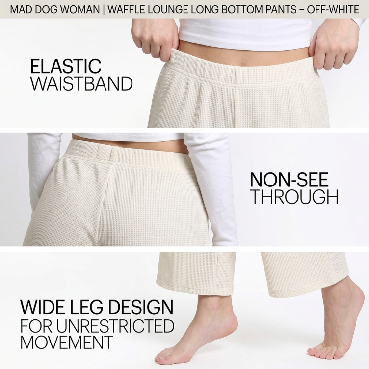 Mad Dog Lounge Women's Pajama Pants, Wide-Leg Cropped Capris, Casual Night Sleep Summer PJ Bottoms for Ladies- Off White