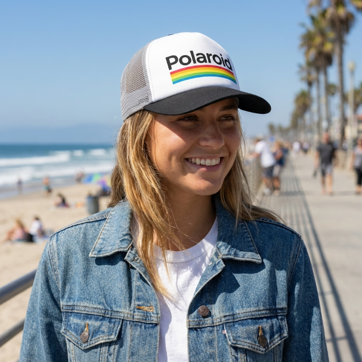 Polaroid Screen Print Adjustable 5-Panel Trucker Hat