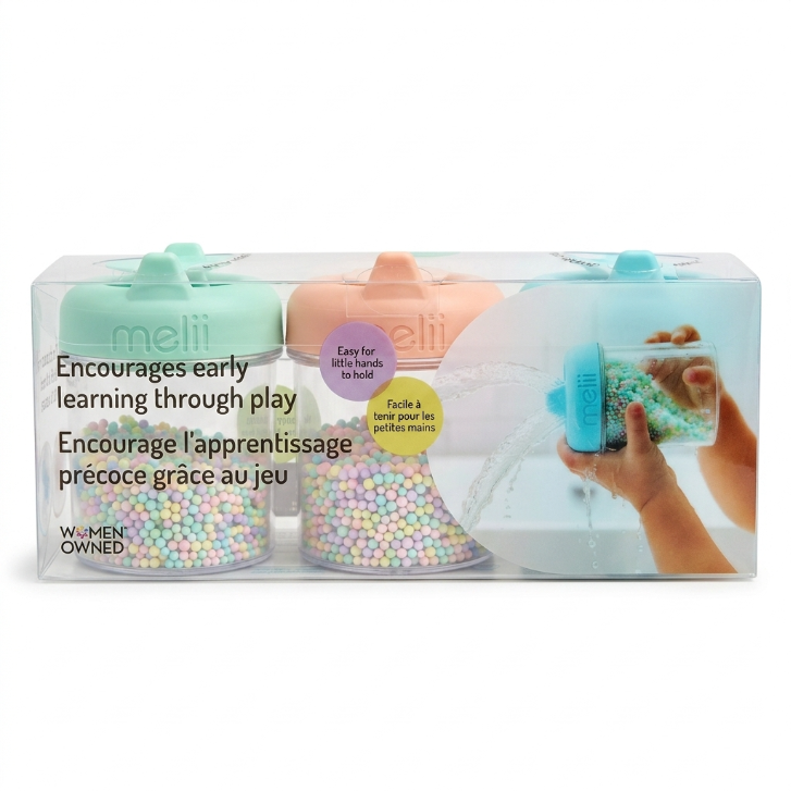 Melii Bath Toys 3-Piece Pouring Cups Set for Water Play