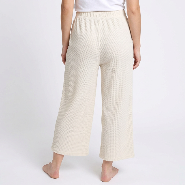 Mad Dog Lounge Women's Pajama Pants, Wide-Leg Cropped Capris, Casual Night Sleep Summer PJ Bottoms for Ladies- Off White
