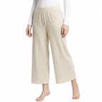 Mad Dog Lounge Women's Pajama Pants, Wide-Leg Cropped Capris, Casual Night Sleep Summer PJ Bottoms for Ladies- Off White