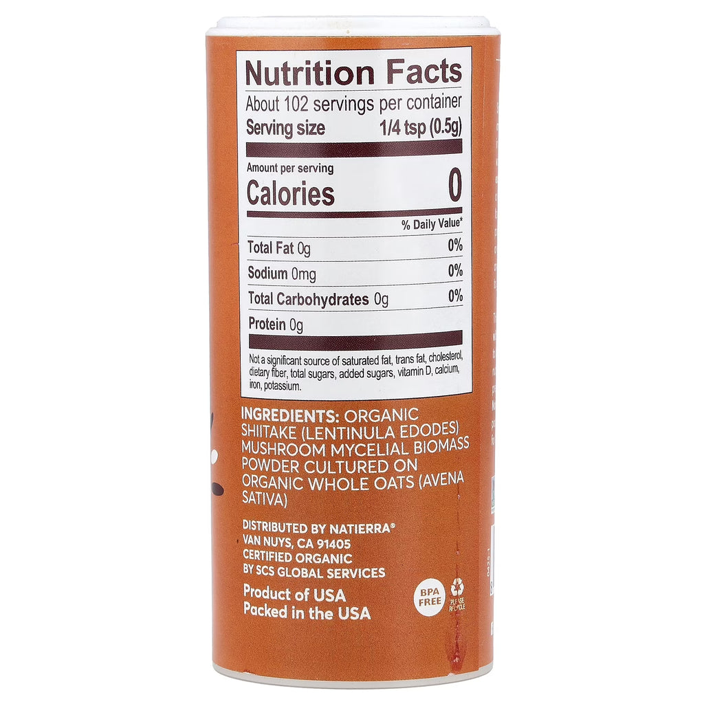 Natierra Organic Shiitake Mushroom Powder – Superfood Seasoning (1.8 oz Shaker, 6-Pack)
