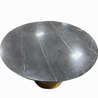 Organic Modernism 48“ Round Marble Dining Table w/ Brass Base - Showroom Floor Sample New