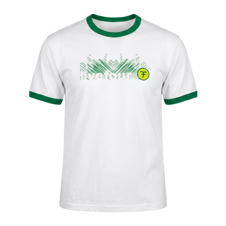 Five Four Green Trim Ringer Graphic T-Shirt White