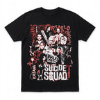 Suicide Squad Character Collage Graphic T-Shirt - Black/Red