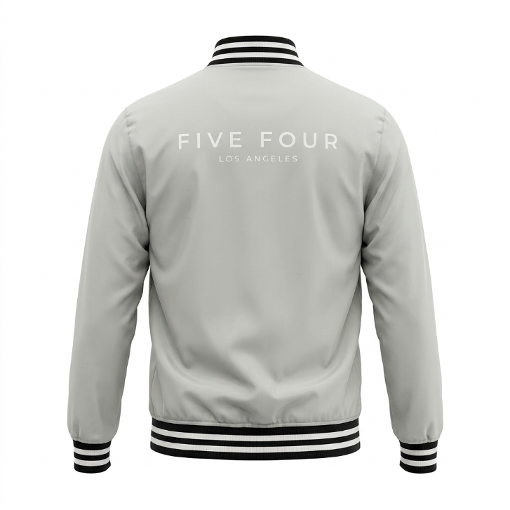 Five Four Light Grey Striped Ribbed Bomber Jacket