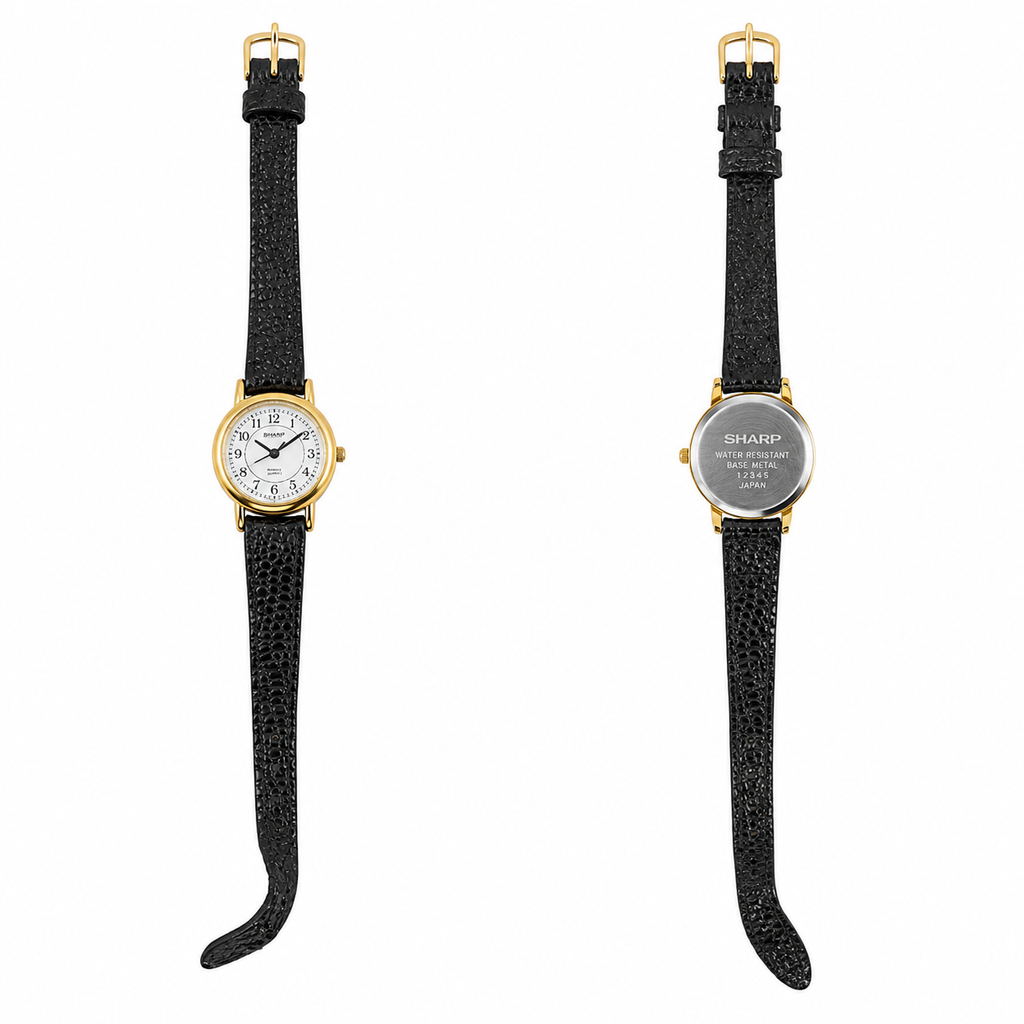 Vintage Sharp Minimalist Quartz Watch - Gold/Silver Dial - Battery Required