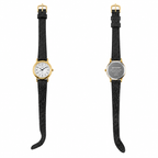 Vintage Sharp Minimalist Quartz Watch - Gold/Silver Dial - Battery Required