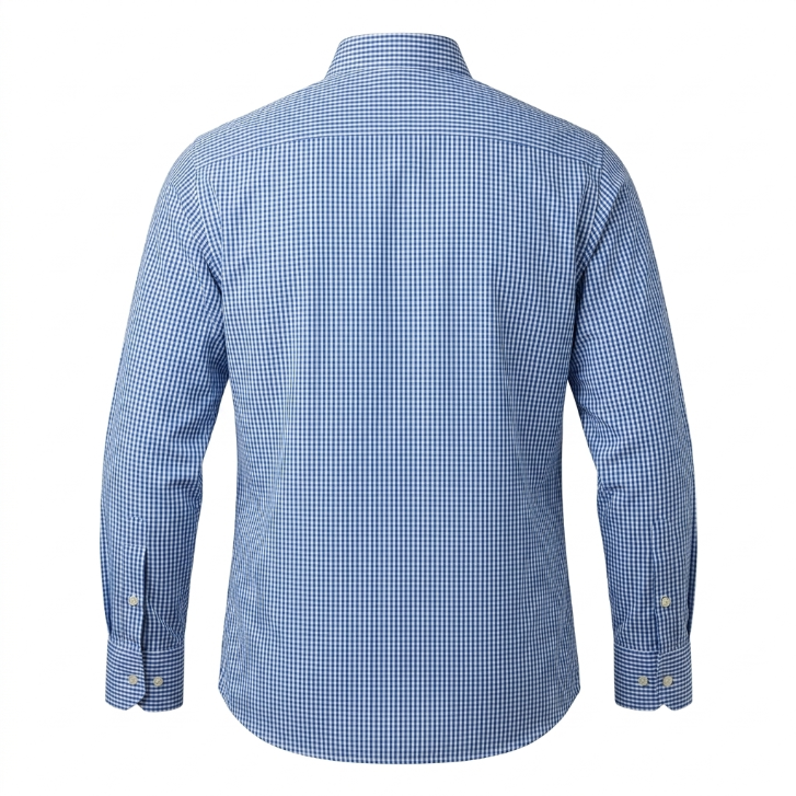 Five Four Light Blue & White Mini Gingham Check Long Sleeve Shirt - Light Blue / White / Size Large
