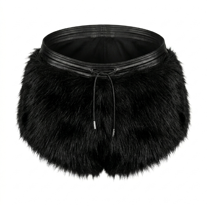 Genuine Fur Wrap Skirt in Black