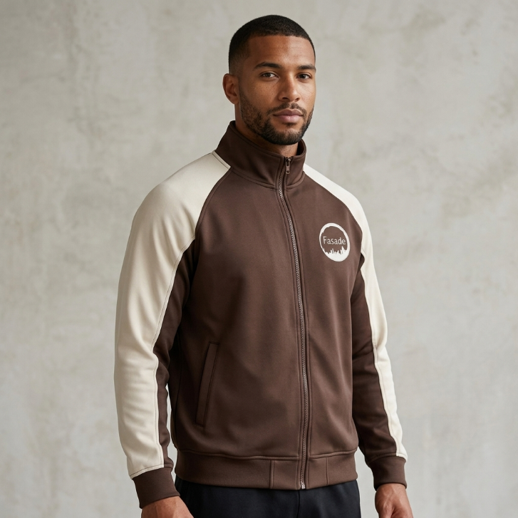 Fasade Colorblock Track Jacket Brown & Cream