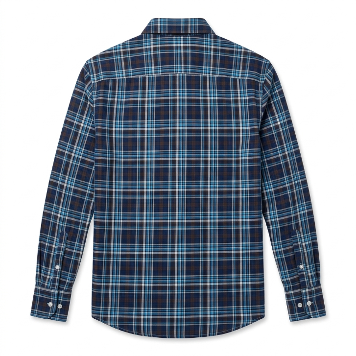 Five Four Blue Brown & White Plaid Long Sleeve Shirt - Blue / Brown / Size Large