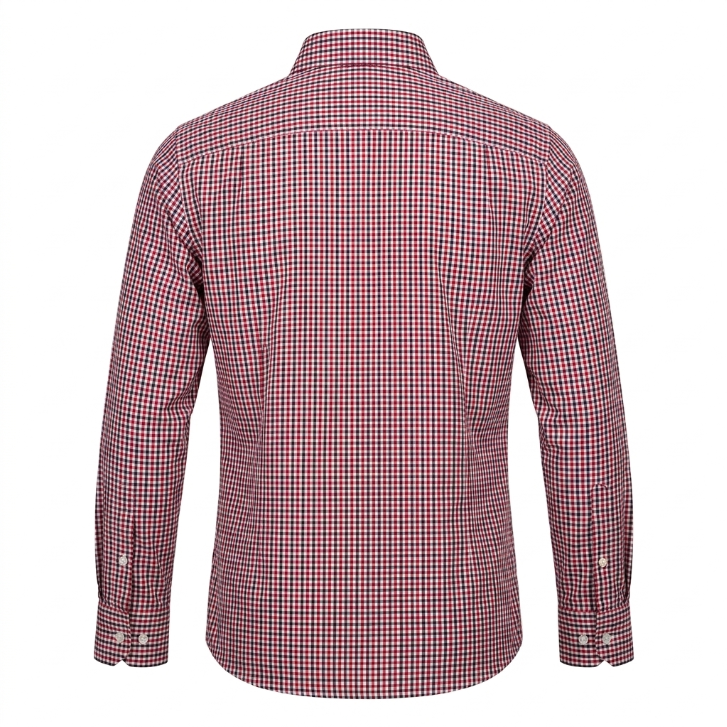 Five Four Micro Gingham Check Long Sleeve Shirt - Red / Navy / White / Size Large