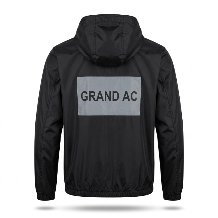 Grand AC Black Lightweight Sheer Mesh Hem Hooded Jacket